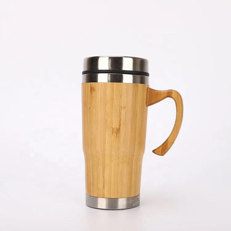 

ODM 450ML With Handle Stainless Steel Bamboo Coffee Cup Termos Agua Copo Personalised Reusable Double Wall Bamboo Water Bottles