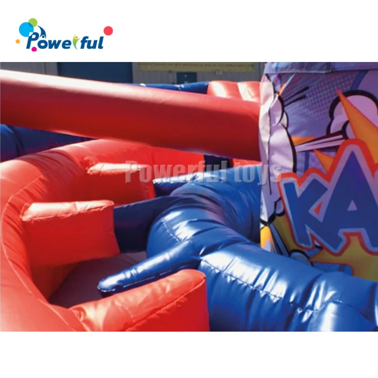 Outdoor trampoline park sport meltdown game inflatable Kapow wipeout game