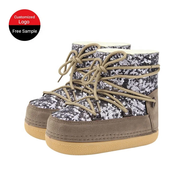 

Free Sample Hot Sell New Waterproof Fashion Suede Winter Women Snow Moon Boots for Children