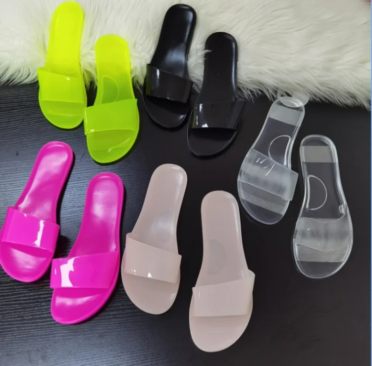 

2021 Hot Sale Ladies Slides Jelly Sandals And Slippers Summer Women PVC Soft Plastic Sandals, As per customer's request