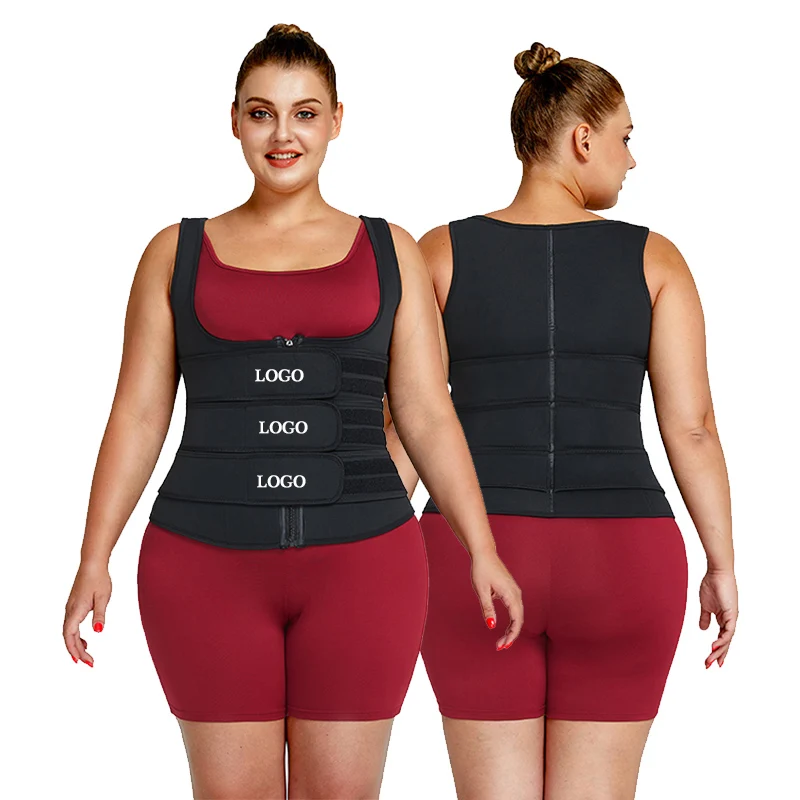 

wholesale Three Belt Fat Burning slimming vest women Neoprene Waist Trainer, Black