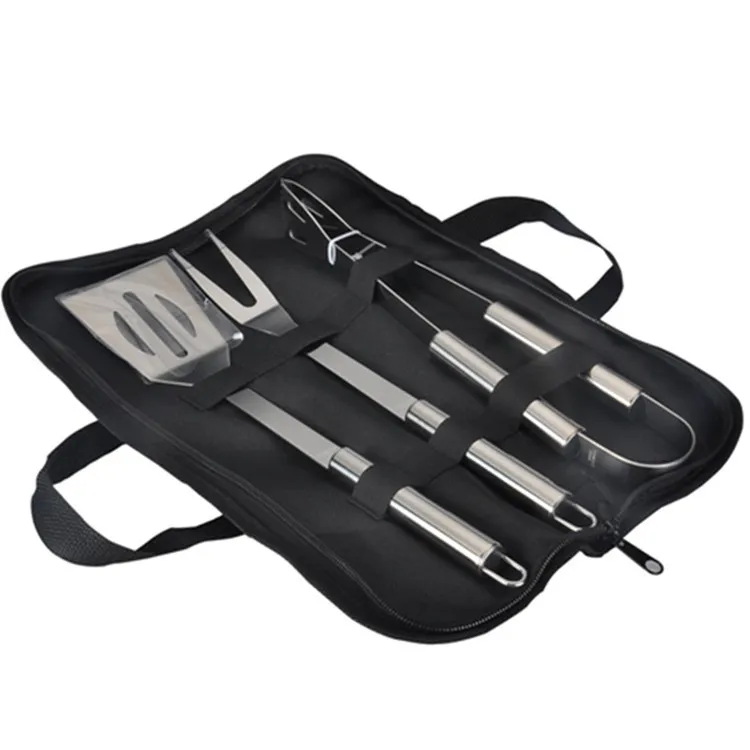 

3PCS BBQ Tool SS bbq Accessories for Baking and Barbecue with A Bag, Silver