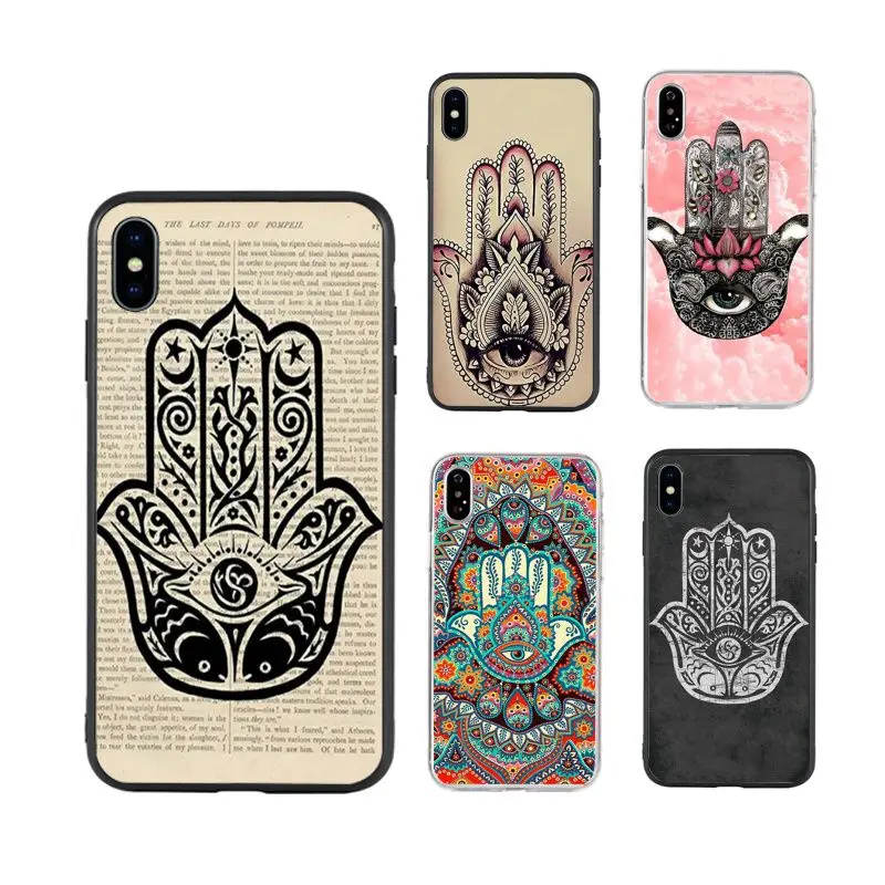 

Fatima Hand Hamsa hot selling cute art aesthetic Phone Case for iPhone X XR Xs Max 11 11Pro 11ProMax 12 12pro luxury fundas, Black