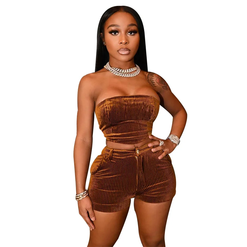 

Women Summer Clothes 2021 Solid Corset Top Sporty Short Set Women Casual Set Designer Woman Summer Shorts Set
