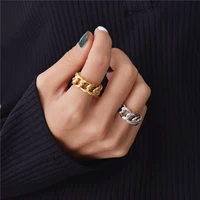 

Gold Silver Color Chunky Chain Rings Link Twisted Geometric Rings for Women Vintage Open Rings Resizable 2019 Trendy Jewelry