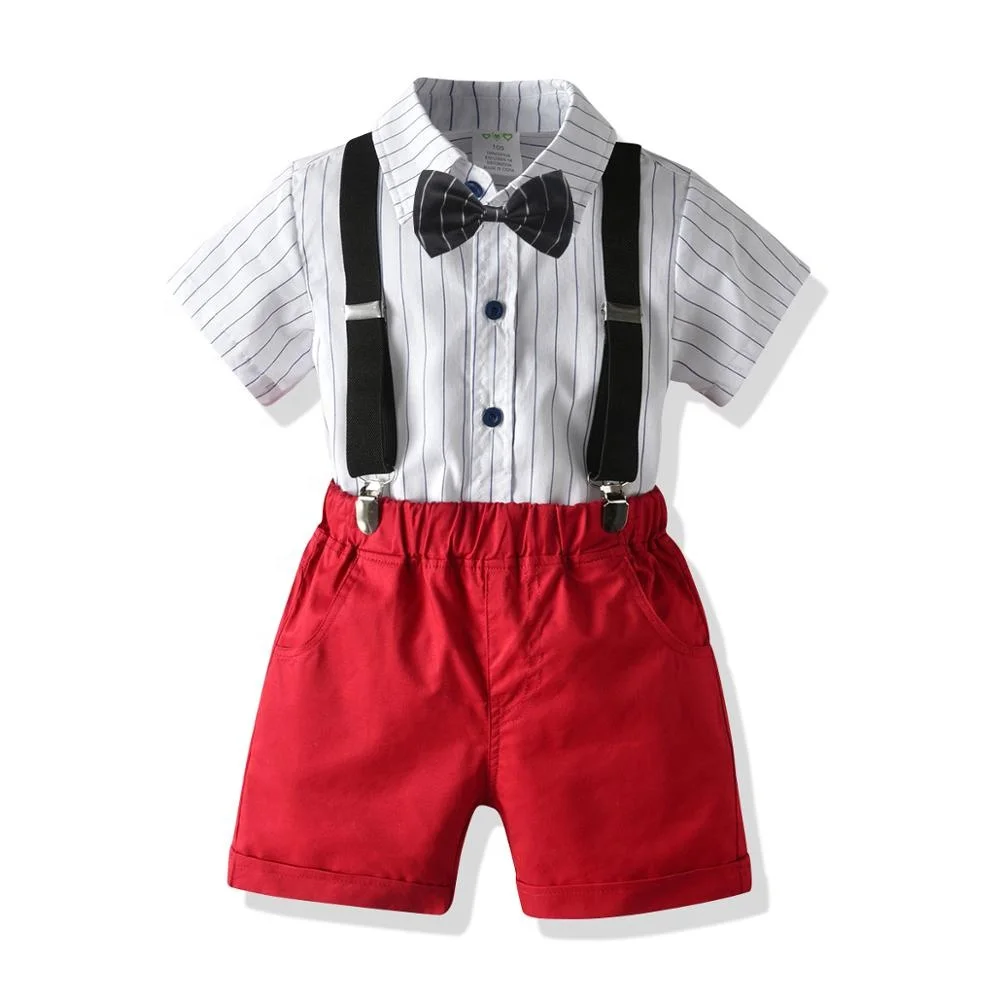 

B62681A Summer cool boy cotton short sleeve shirt two pieces set, Picture shows