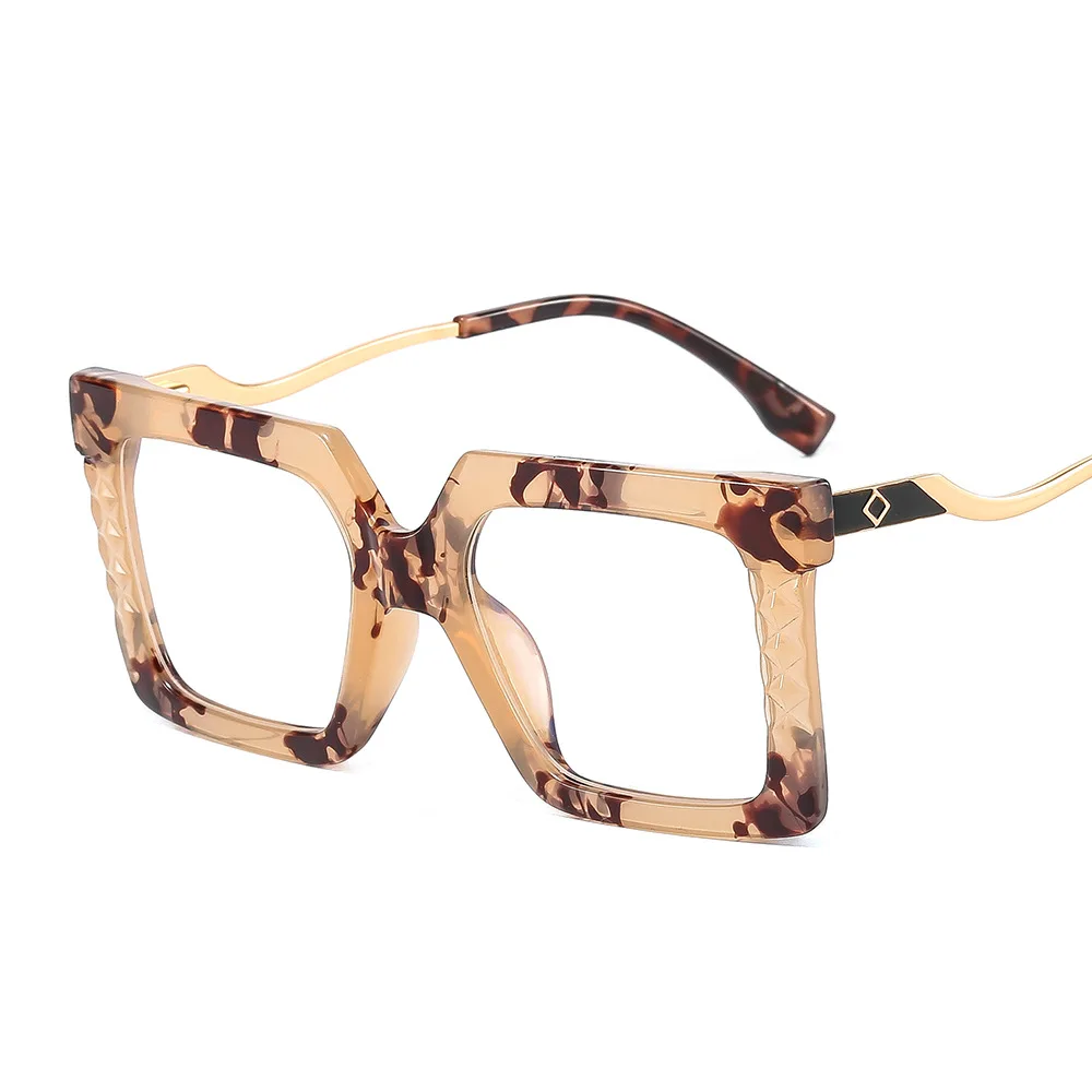 

2022 High quality tr90 eyeglasses frames fashion Spring legs metal oversized square optical frames