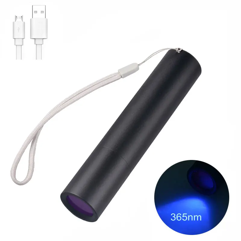 Alite USB Rechargeable Black Light 3 Watt 365nm Ultraviolet Flashlight LED With Black Filter Lens