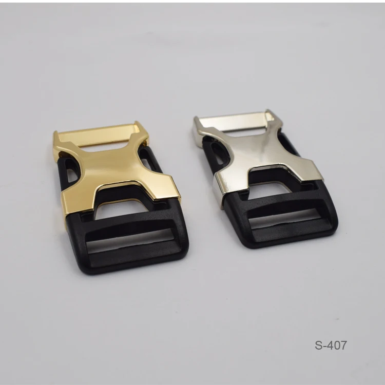 

custom metal side quick release buckle for backpack strap, Light gold/nickel