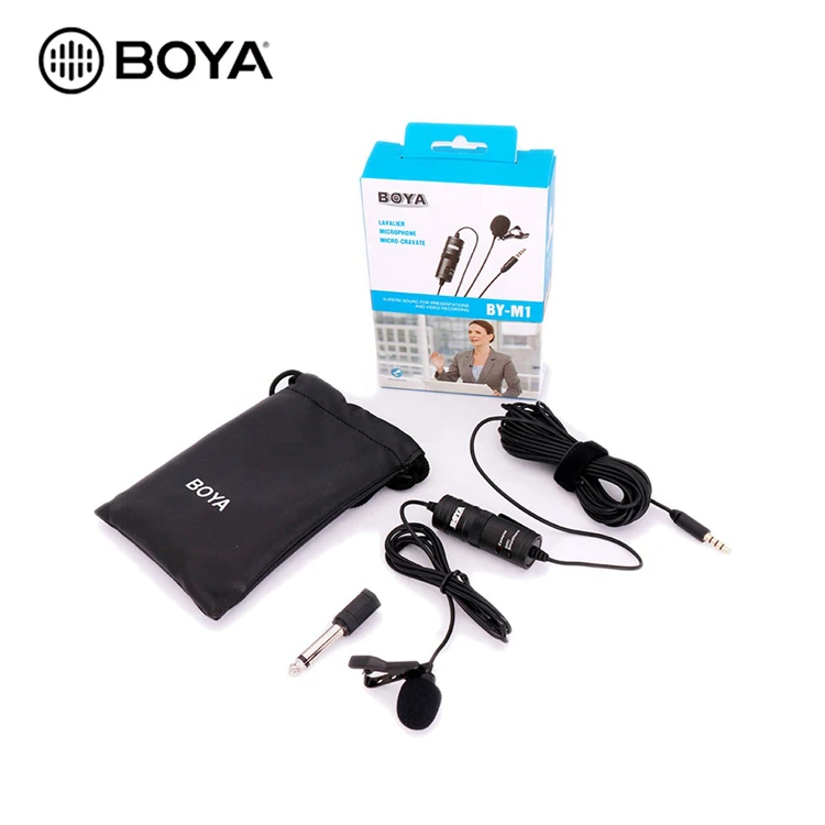 

BOYA BY-M1 6M Professional Record Mic Lavalier Condenser Microphone With Windscreen Windshield for Smartphones Camera DSRL, Black