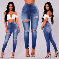 

CA6362 high waist ripped women jeans pants stretch denim pants trousers skinny distressed jeans