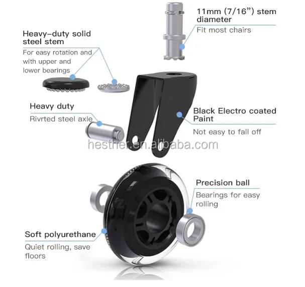 75mm transparent rubber office wheels chair caster wheels rollerblade