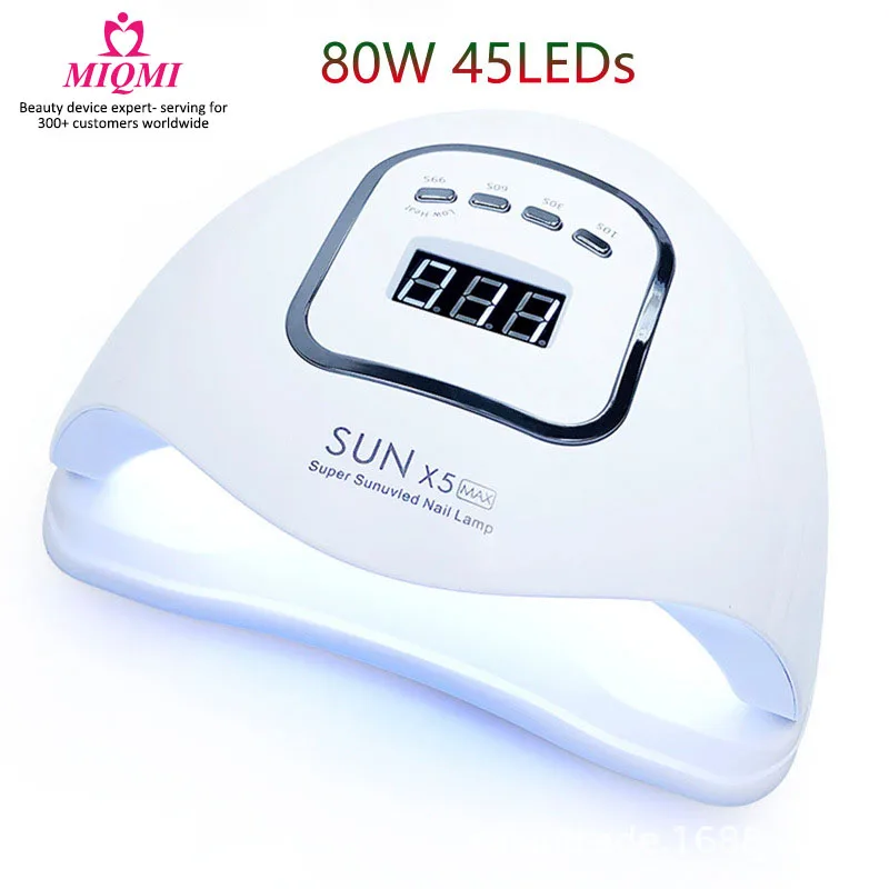 

MIQMI SunX5 Max nail lamps 45 leds uv nail lamp fast curing 80W super sun uv gel professional nail polish dryer, White