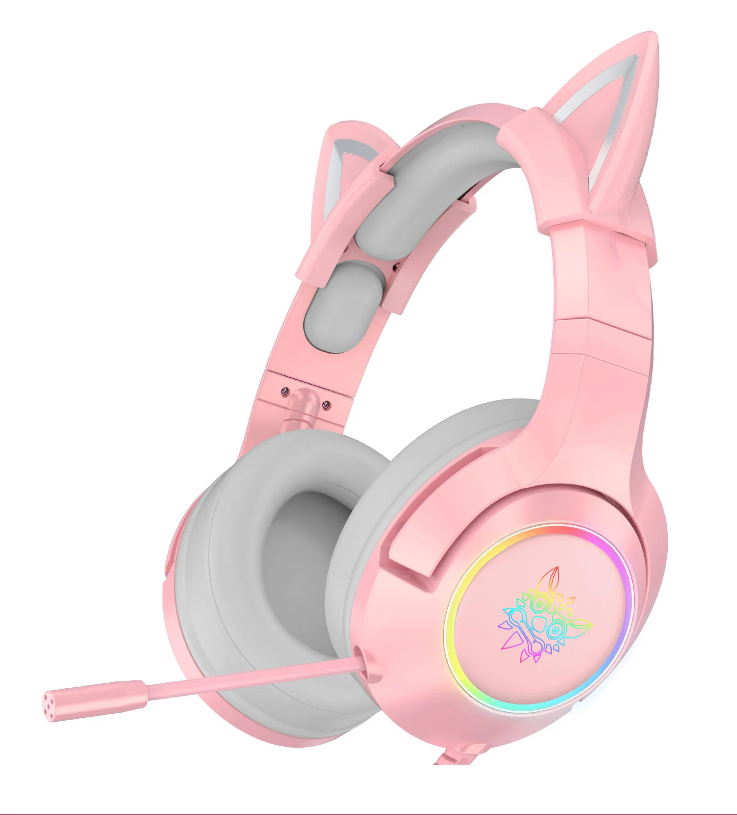 

Custom Onikuma K9 Pink Cat Ear 7.1 Virtual Stereo Surround Sound Gaming Headset Headphones For Girls Gamer