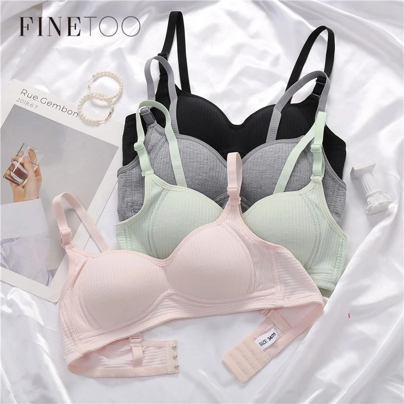 

FINETOO Cotton Bras Women A B Cup Wireless Bralette Comfortable Small Breast Bra Soft Underwear Female Lingerie Lady Bras 32-38