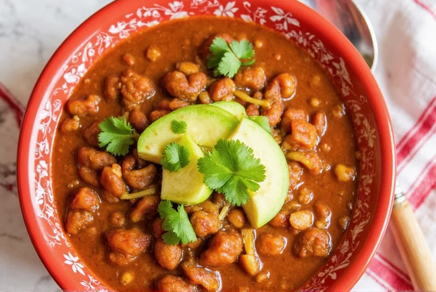 Chili being stirred in pot