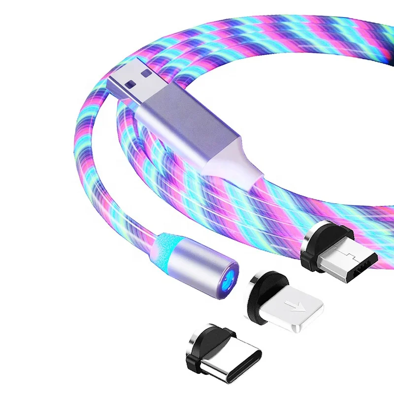 

LAIMODA Custom logo 3 in 1 aluminium Magnetic led light Charging Cable Fast Usb C Cable For Iphone Magnetic Cable, Red,blue,green,colorful,costomized