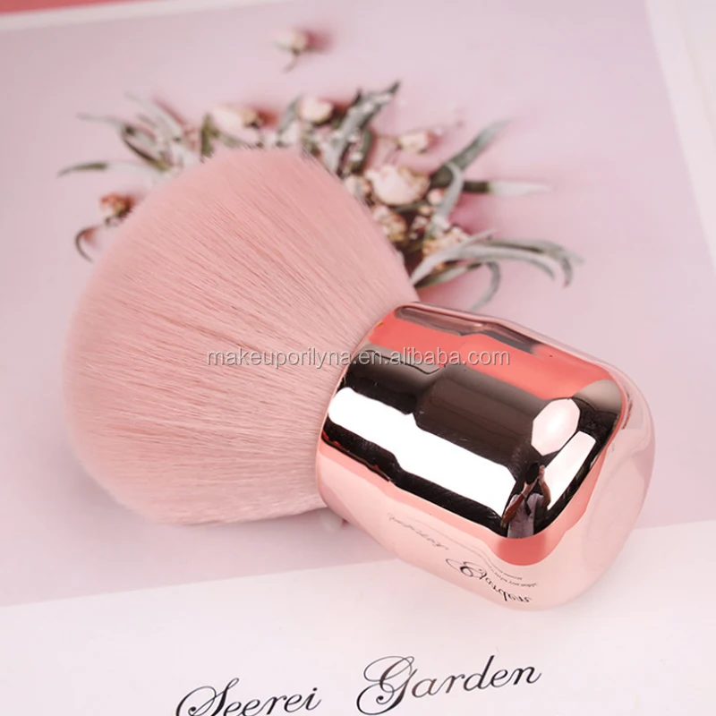 
Hot synthetic hair rose gold handle kabuki brush single powder brushes makeup with custom packaging 