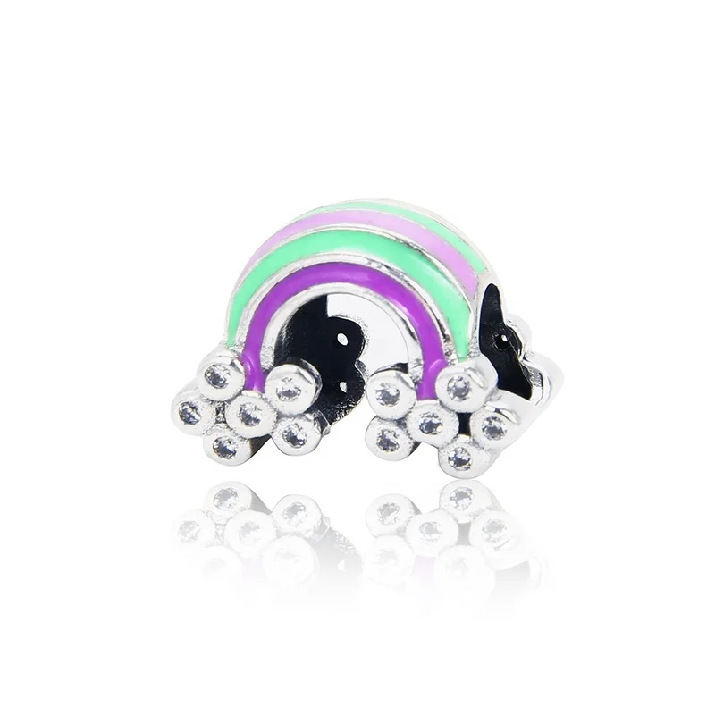 

Dandora Rainbow and Cloud Charm 925 Sterling Silver White Enamel Bead Pendant Charm