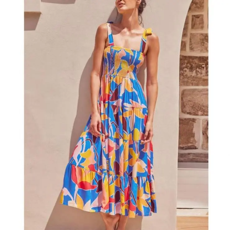 

FORLADIES Lowest Price 2021 Summer Printed Casual Sleeveless Robe Femme Sexy Dresses Women Clothing Dress