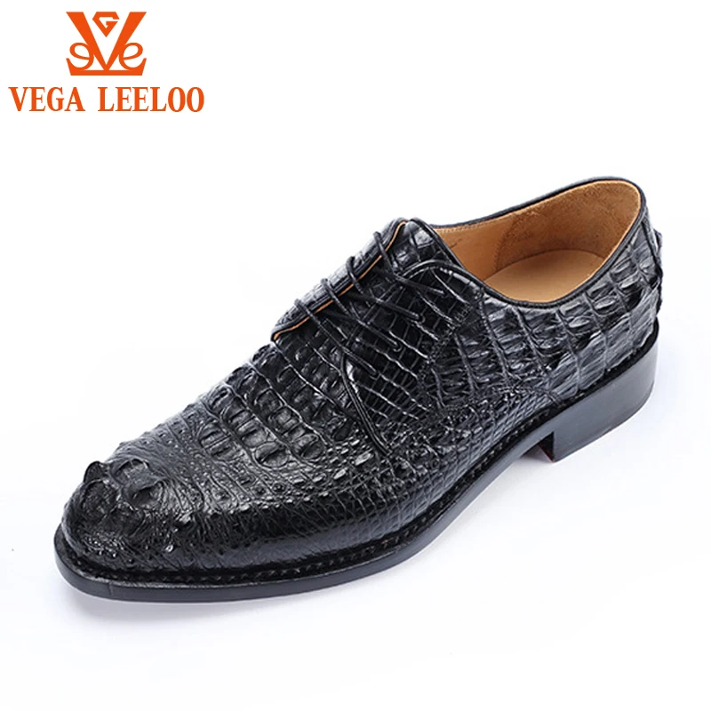 

Really Crocodile Skin Leather Men's Handmade Shoes,Fashion Alligator Footwear High-End Business Luxury Dress Shoes, Black /coffee