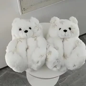 

Factory Supplying Children Oversized Orange Teddy Bear Slippers, Picture