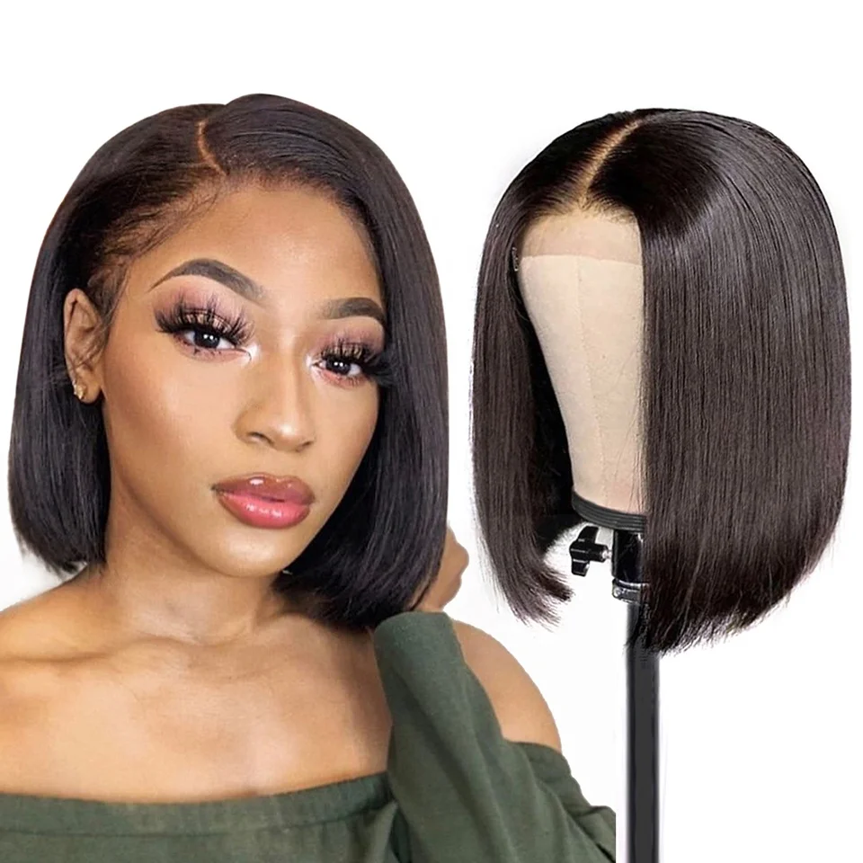 

Bleached Knots 130% 150% 180% Density Wigs With Baby Hair Front Lace Wig Straight Bob