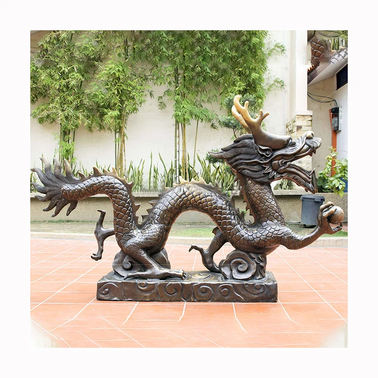 Chinese brass Dragon figurine Statue decoration