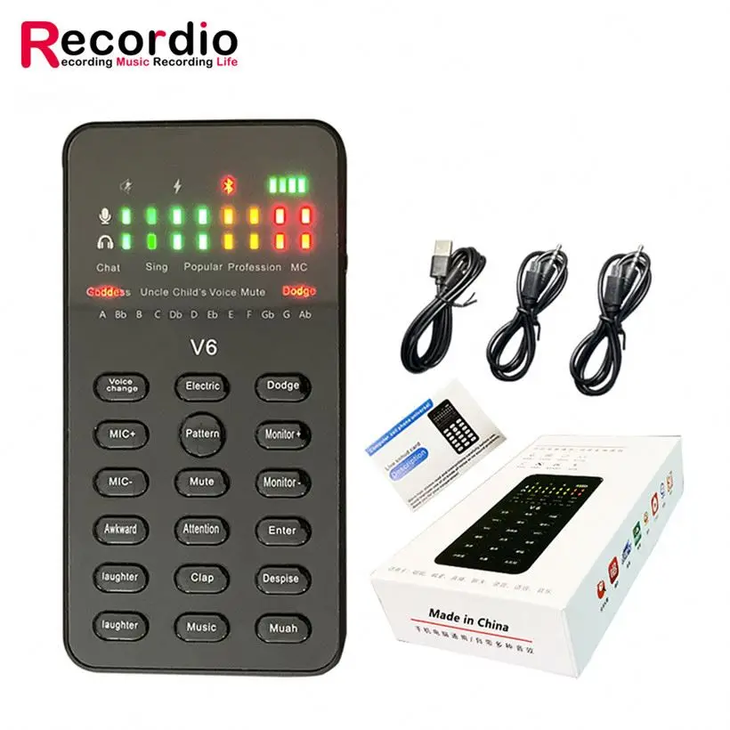 

GAX-V6 Wholesale Live Stream Sound Card With High Quality, Black