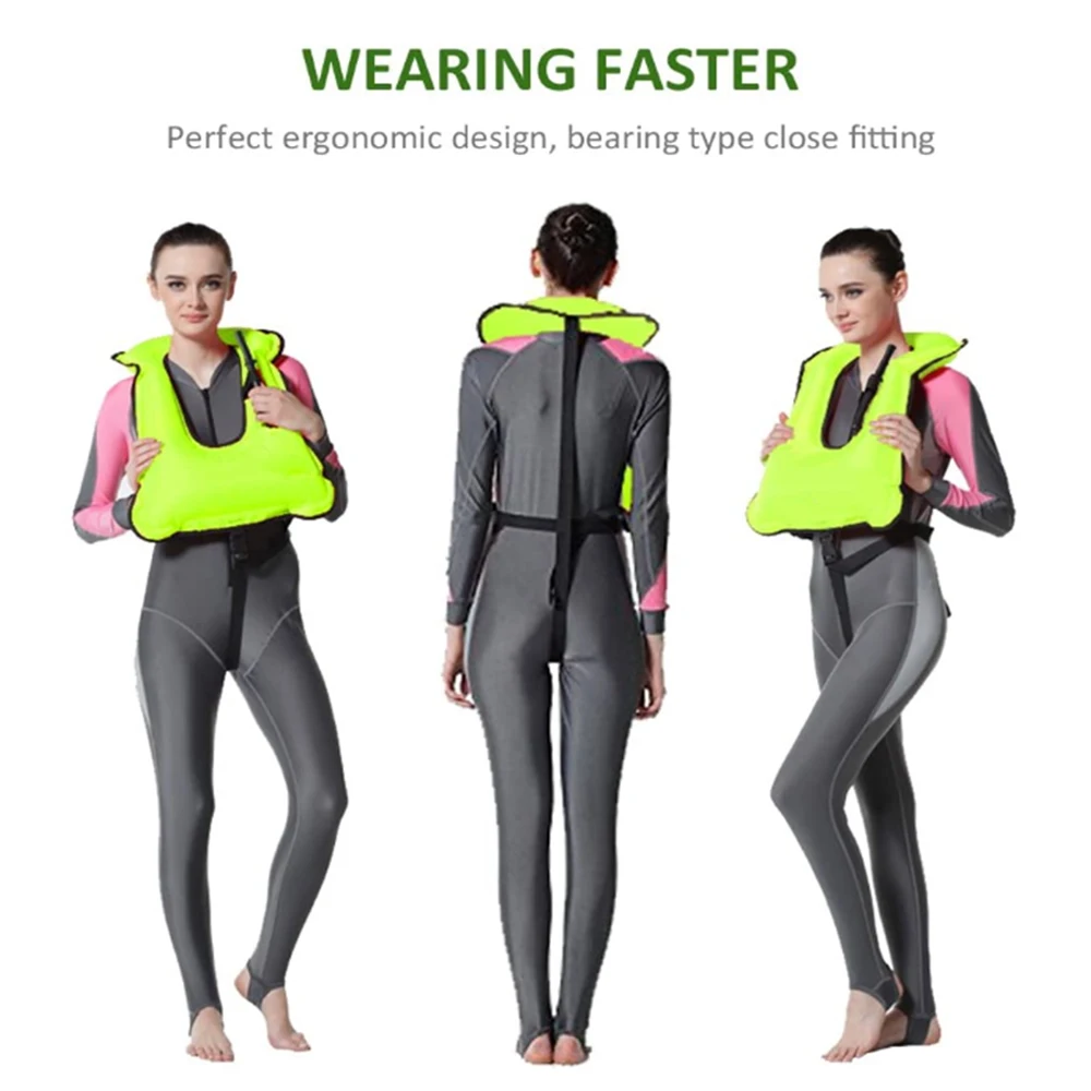 Swimming Diving Safety Jacket Inflatable Snorkel Vest,210d Nylon Travel