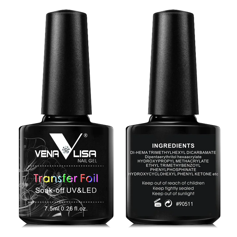 

90511 Venalisa 7.5ml transfer foil gel nail polish soak off led uv gel varnish fast dry star glue stamp gel, Clear