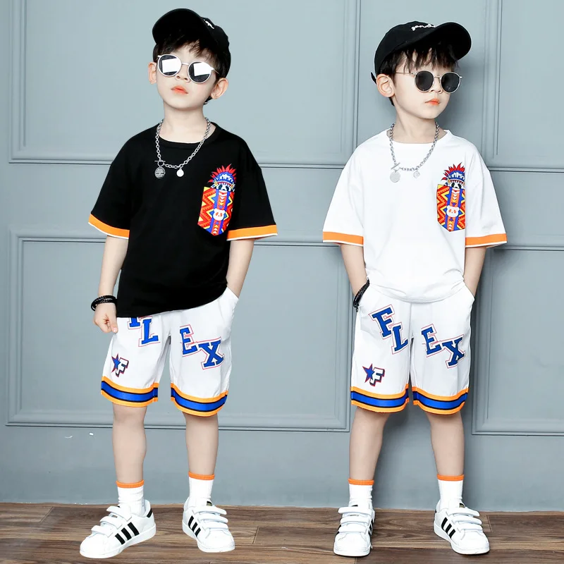 

New style fashion summer Boys beautiful printing short sleeve T shirt and shorts 2 pieces clothing set for kids, Picture shows