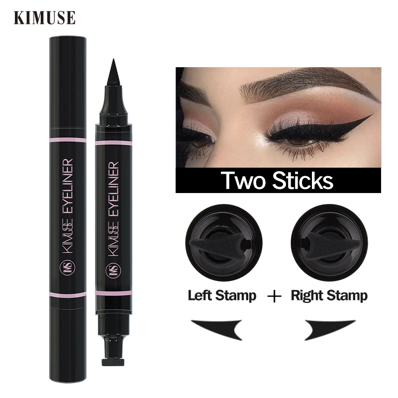 

KIMUSE 2PCS Liquid Eyeliner Pencil Eyeliner Stamp Double-ended Eye Liner Pencil Waterproof Quick Dry Eyeliner Private Label