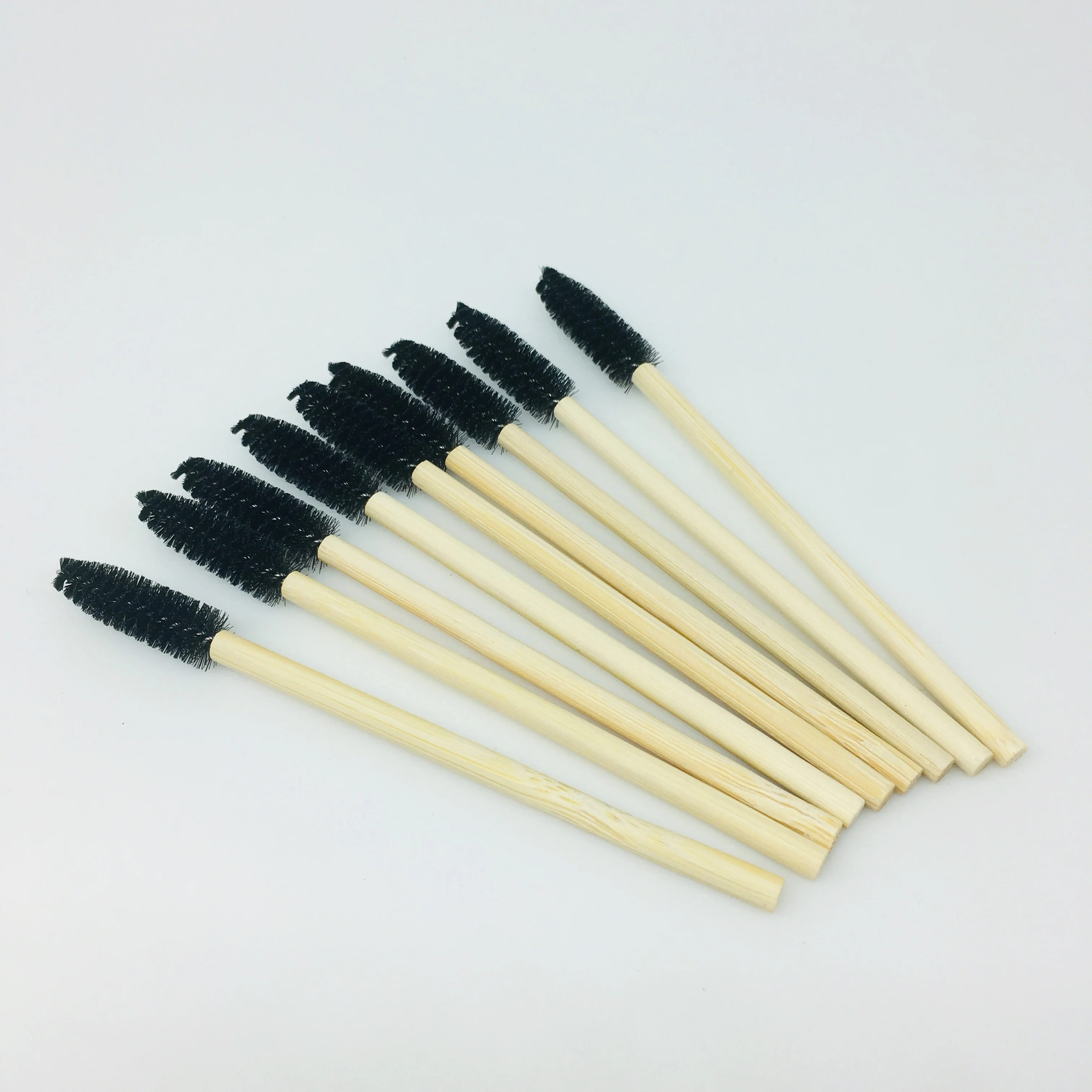 

Eco Friendly Private Label Silicone Bamboo Mascara Brush for Eyelash Extensions, Natural bamboo handle, black mascara brush head