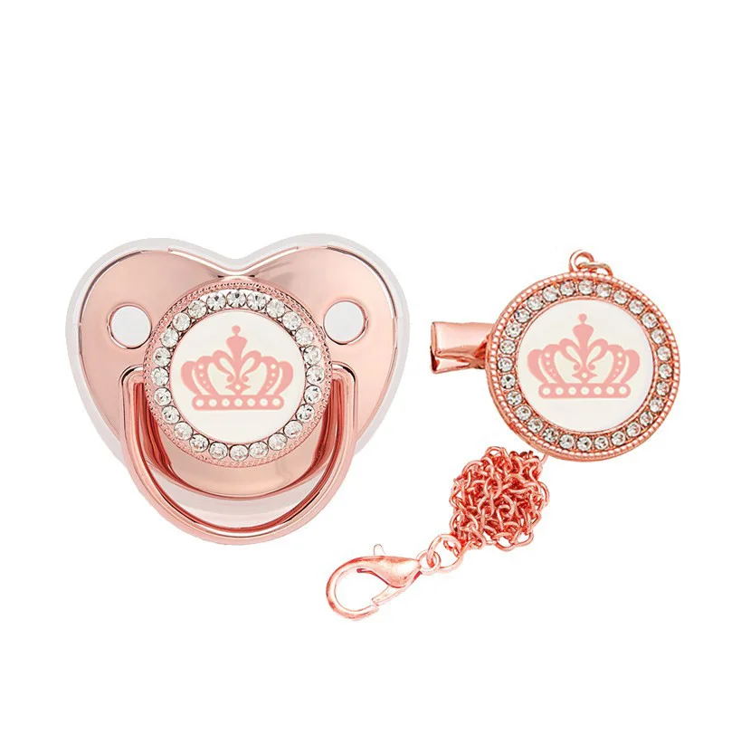 

New Arrival Luxury Silicone Baby Nipple Pacifier Food Grade Bling Baby Pacifier For Newborn, As pictures