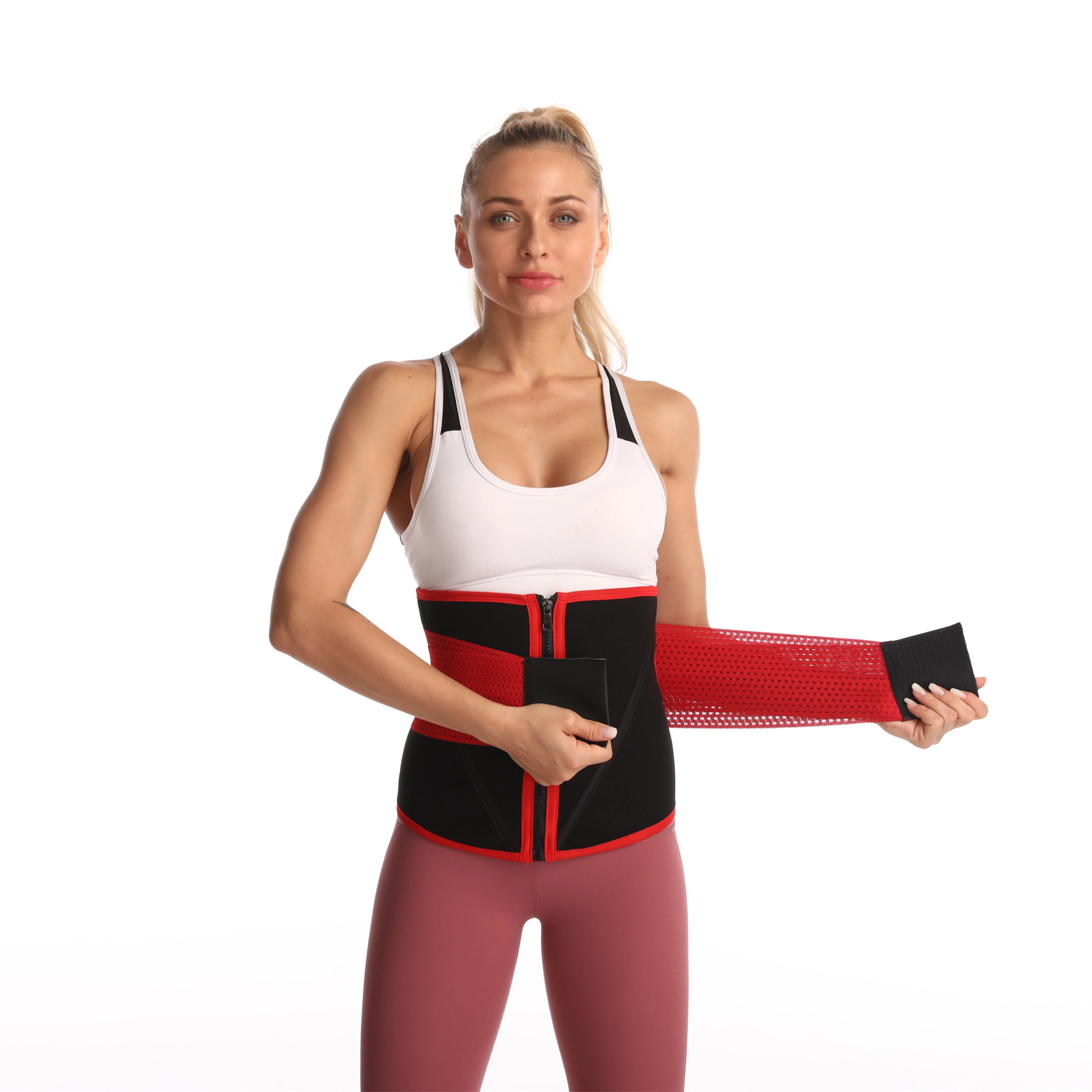 

Custom Logo Private Label Tummy zipper Control Compression Belt Women Workout Slimming Waist Trainer Pressure Waist Trainer, Customized color