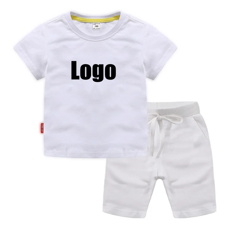 

PDEP custom logo 100% cotton kids summer clothing sets soft skin friendly short boy set kids