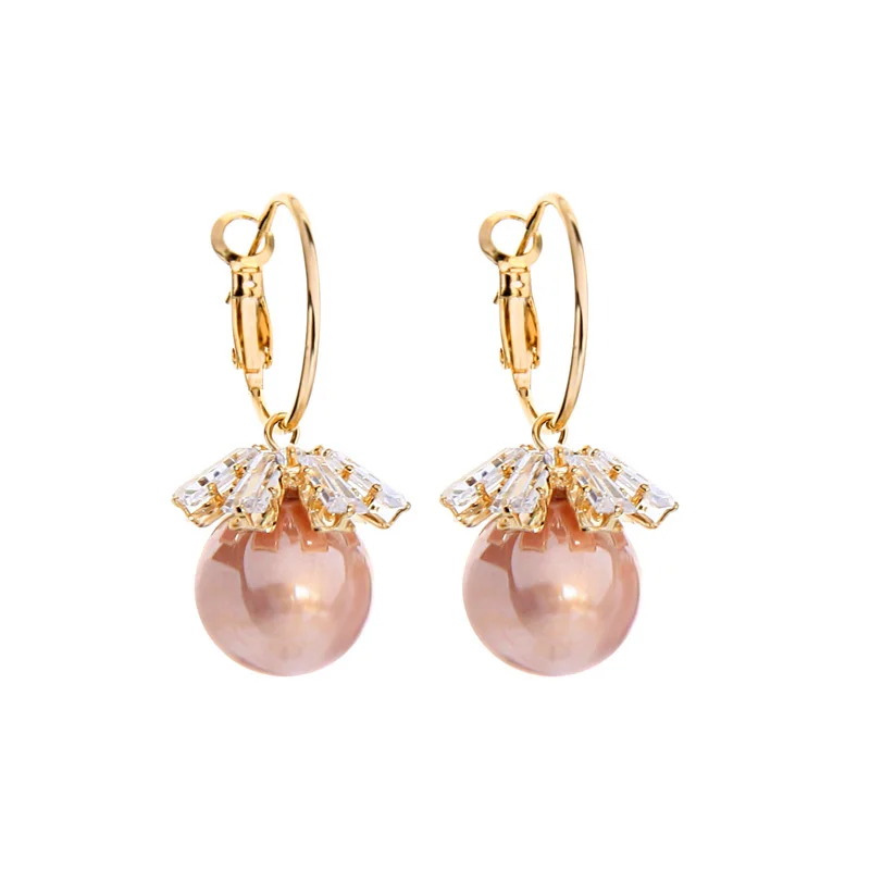 

90033 Earrings Zircon Fashion Jewelry Women Zircon Flower Brass Jewelry, Gold