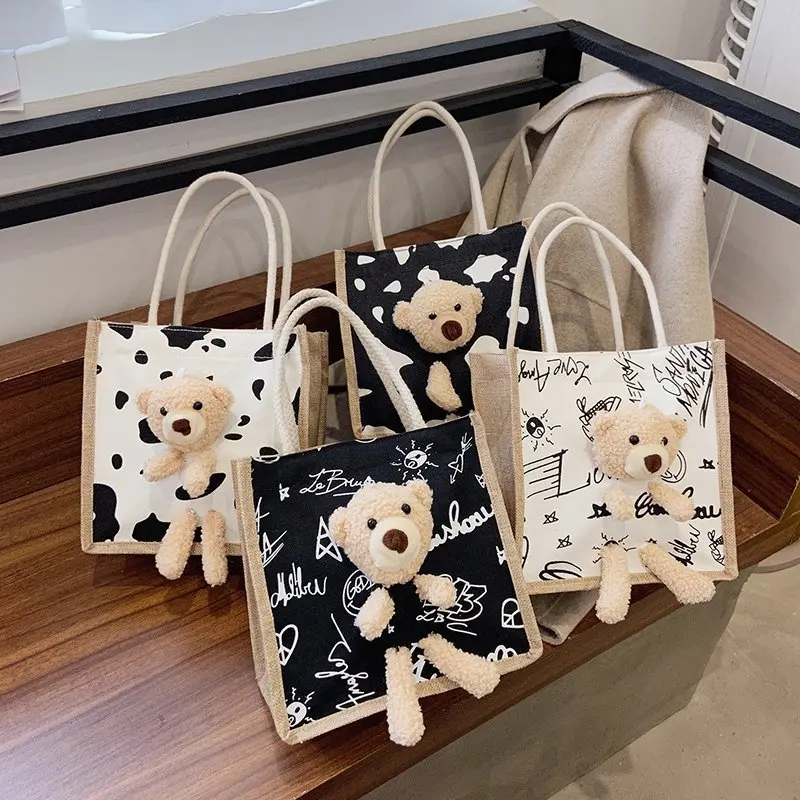 

Hot Sale With Designer Handbag Famous Brands And Canvas Cute Bear Shoulder Bag For Girl Handbag