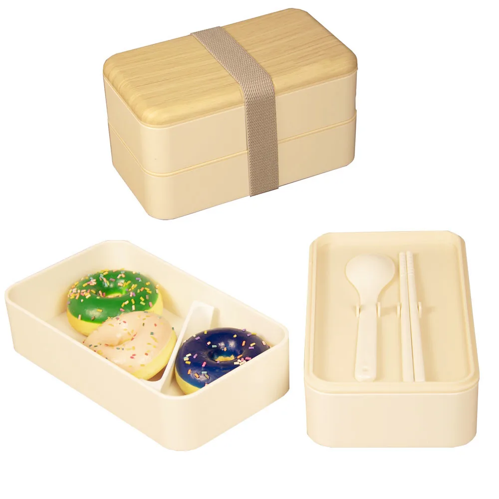 

QS Storage Boxes Food Grade Material 2 Layer Food Container Plastic Bento Lunch Box