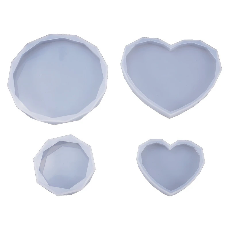 

L0184 New Hot Sale DIY Epoxy Resin Heart Shaped Round Coaster Silicone Molds