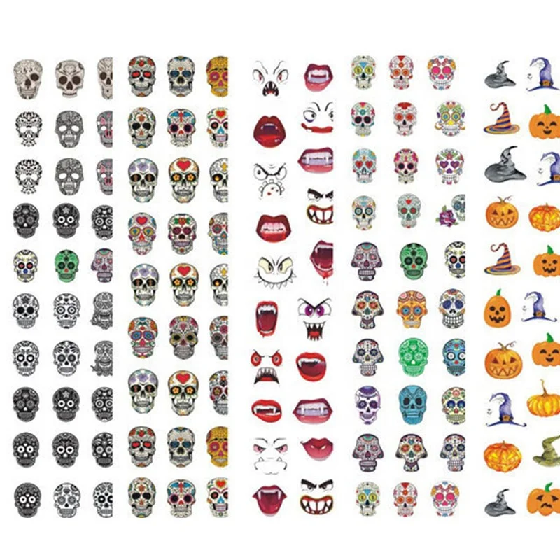 

Paso Sico WG Series  Halloween Nail Designs Skull Ghost Lips DIY Professinal Nail Decals Adhesive Stickers