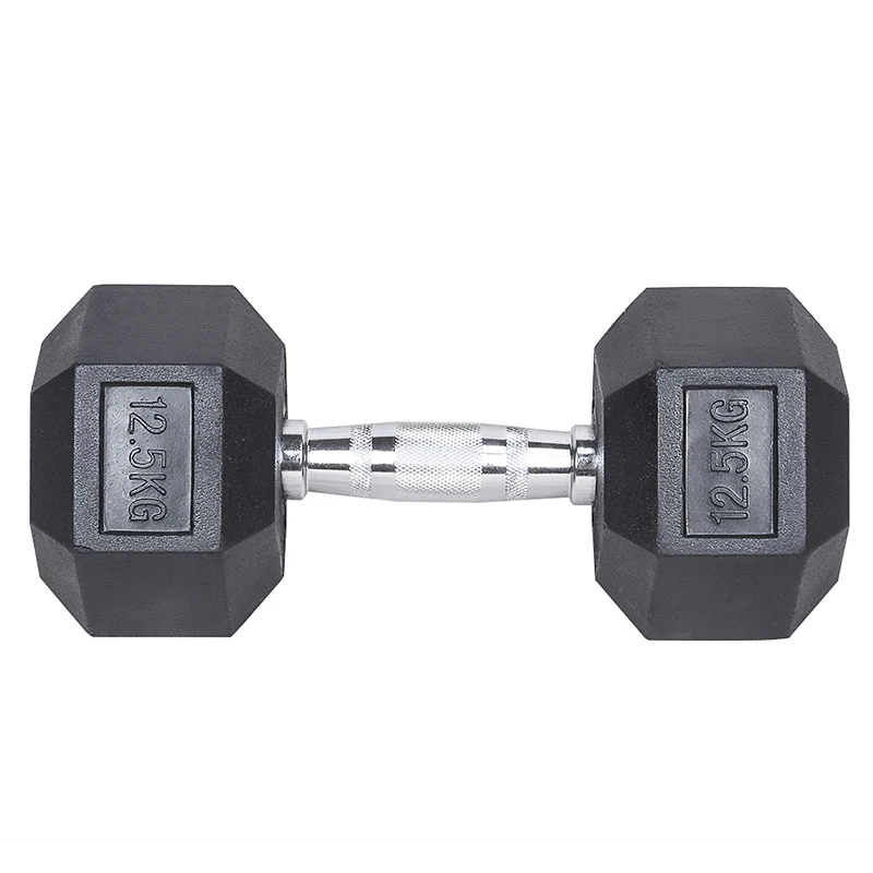 

2021 Hot Sale Free Weight Fitness Equipment OEM Factory Price Gym Equipment Weight Lifting Rubber Coated Hex Dumbbell, Black