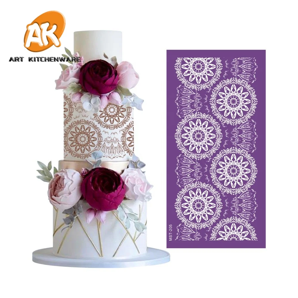 

AK Large Flower Bakery Decorations Mesh Stencils Icing Cake Drawing Templates Stencil for Fondant Decorating
