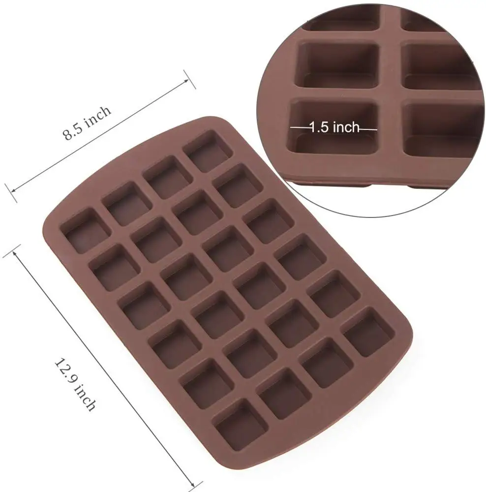 Wholesale 24 Cavity Square Candy Mold Diy Brownie Silicone Chocolate Truffles Mold Jelly Pudding