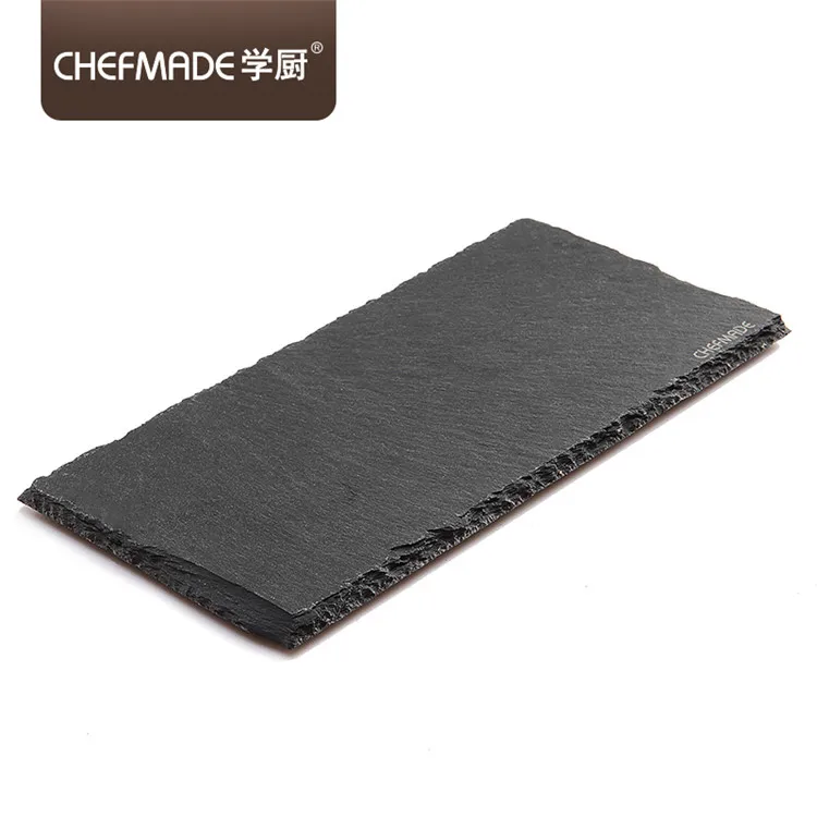 

CHEFMADE Natural Black Slate Stone Dishes Solid Cheese Sushi Steak Barbecue Rectangular Basalt Plate