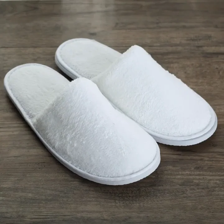 Wholesale Custom Cheap Hotel Bedroom Bathroom SPA slippers White