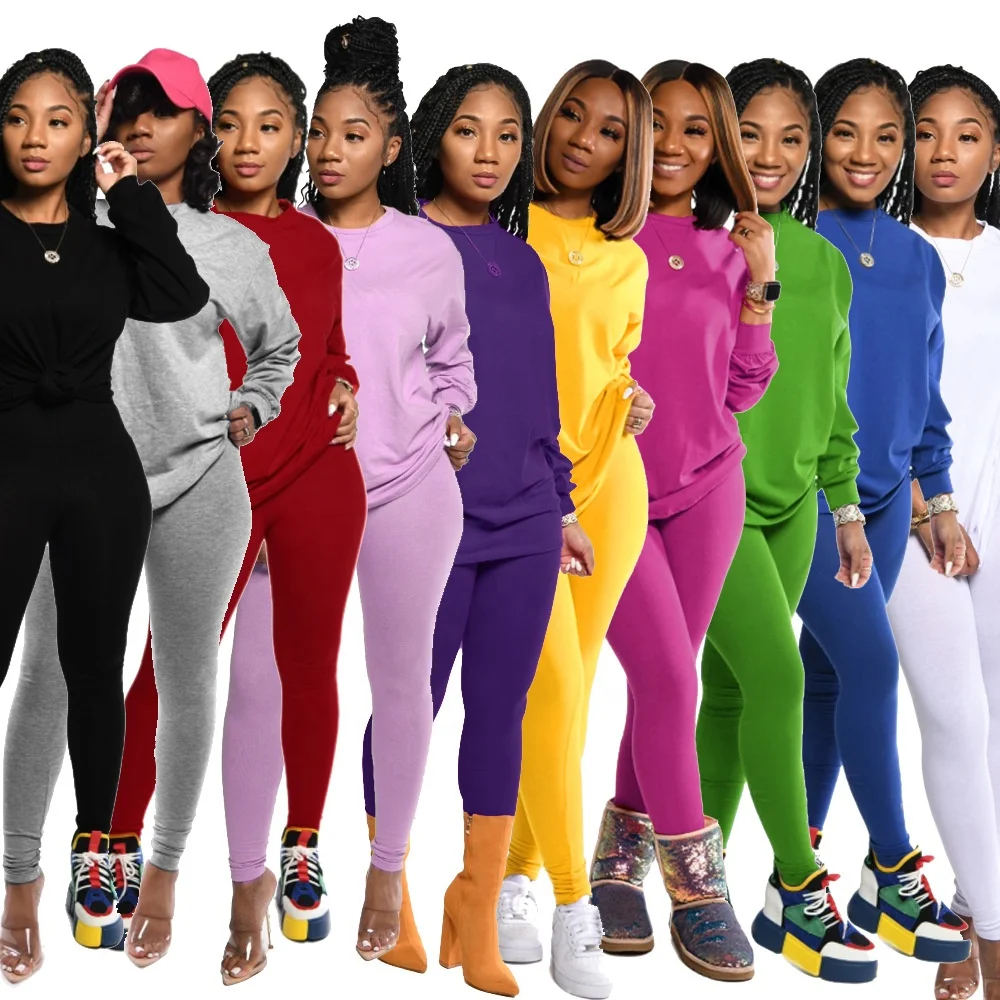 

XX-H155 Hot sell ladies two piece set tracksuits pencil pants casual hoodie women clothing fall two pieces set, 10 colors