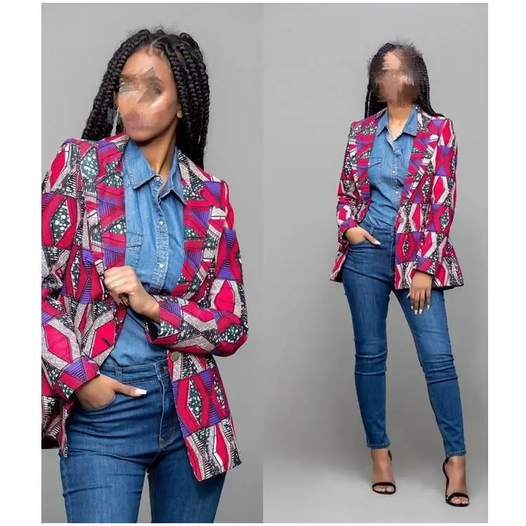 2019 Fashion Clothing For Women African Print Long Blazer African Clothing