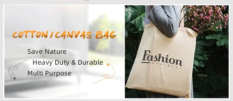 Custom Fashion Designer Designer Shopping Bag Jute Cotton Canvas